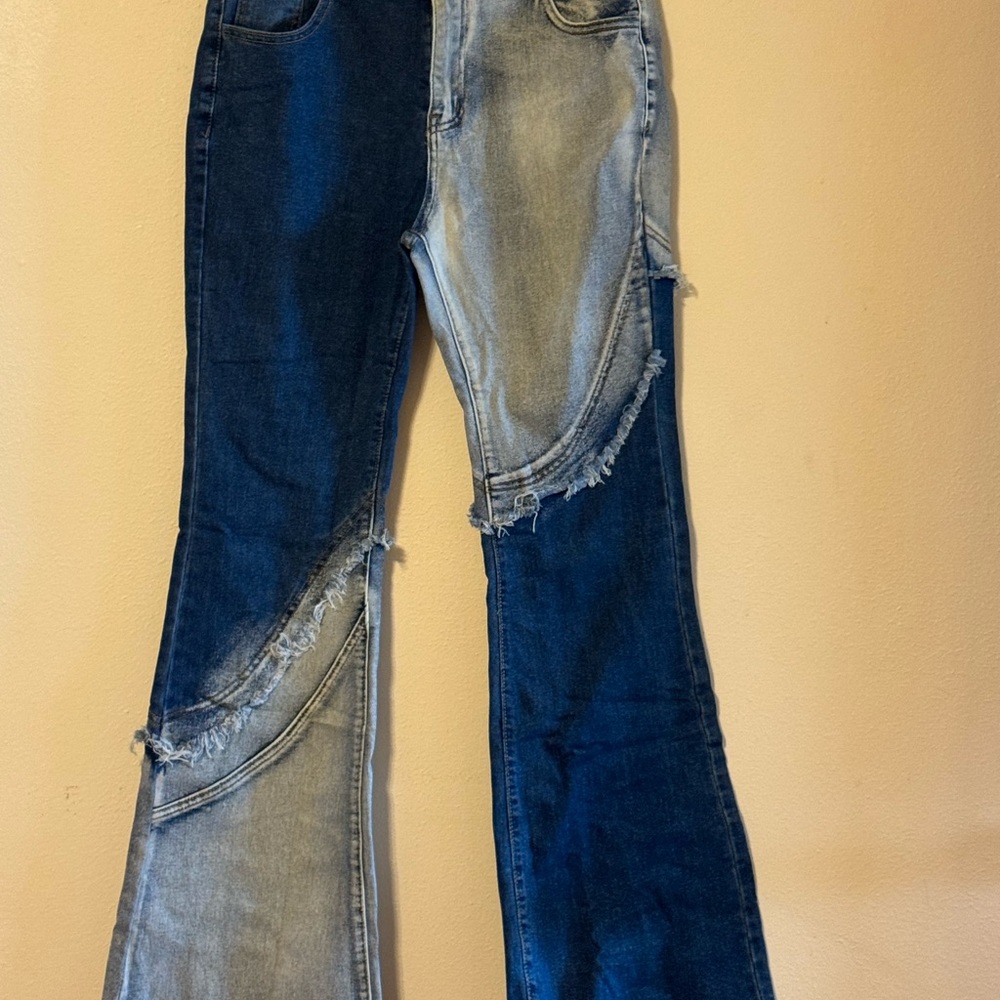 Two-Tone Blue and Gray Women Jeans